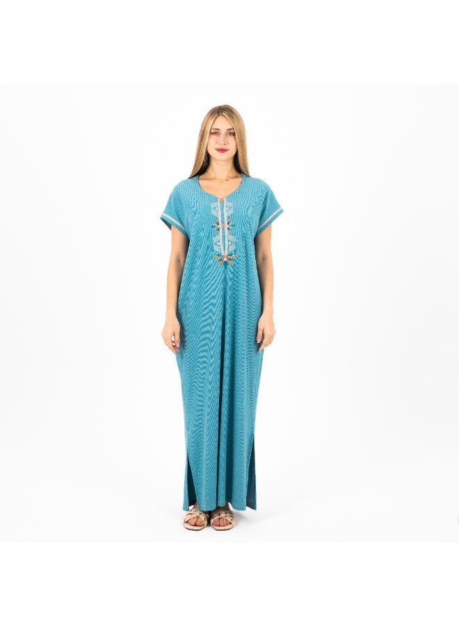 zecotex  Summer Maxi Abaya |Embroidered Long Nightgown | Elegant Cotton Maxi Dress | Lightweight Fabrics for Maximum Comfort | Women's Home wear  - Image 1