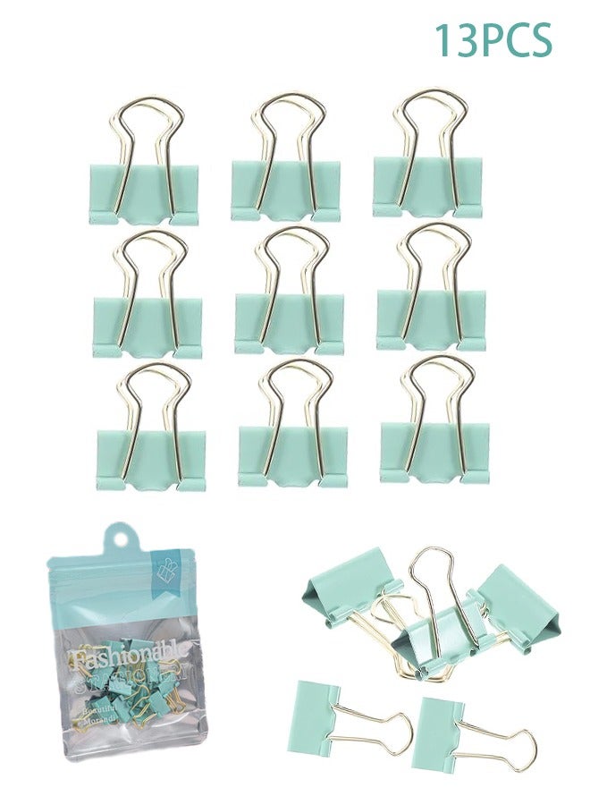 13 قطعة 15 مم منقوش بالذهب طويل الذيل كليب بيندر كليبس تشكيلة مقاطع تثبيت المستندات للمكتب والمنزل تصميم إبداعي سهل التخزين لملفات الملاحظات وبطاقات العمل - Image 1