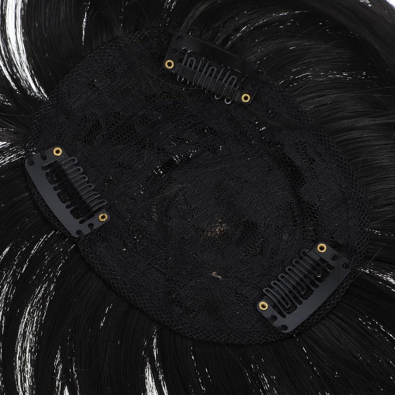 Hair Topper for Thinning Hair Clip-In Hairpiece with Thick Black for Women Natural Crown Coverage - Image 4