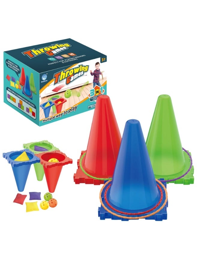 Home Smart Home Smart Throwing game 3 in 1 for toddlers ring throwing game 28 pcs set bag, cons, rings and bean bags perfect for gift.  - Image 1