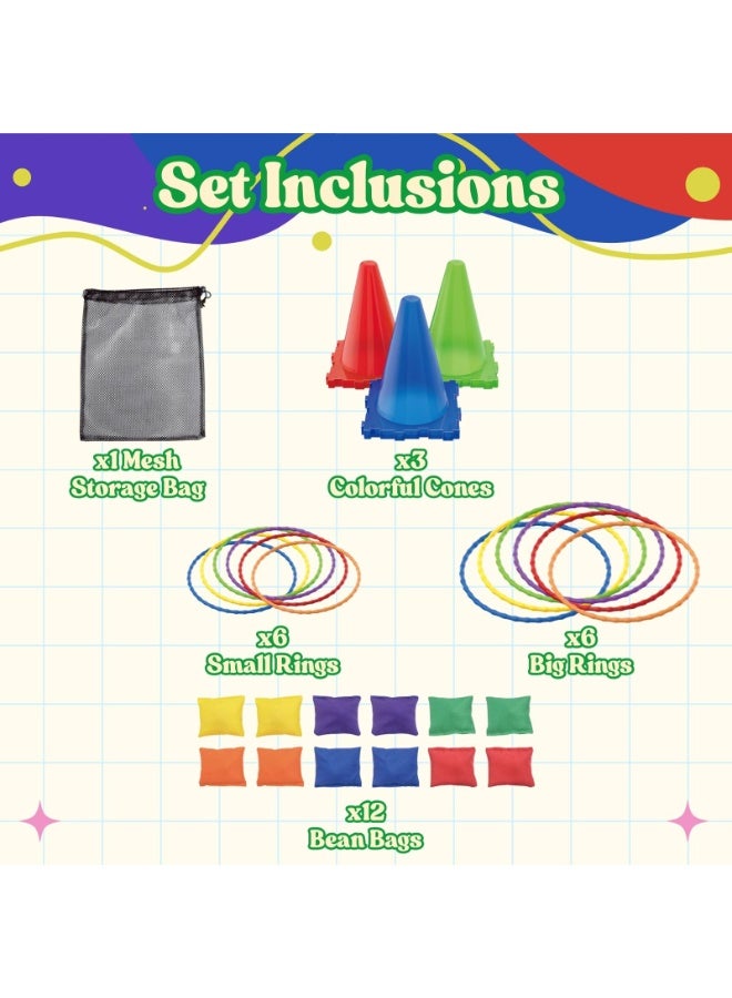 Home Smart Home Smart Throwing game 3 in 1 for toddlers ring throwing game 28 pcs set bag, cons, rings and bean bags perfect for gift.  - Image 3