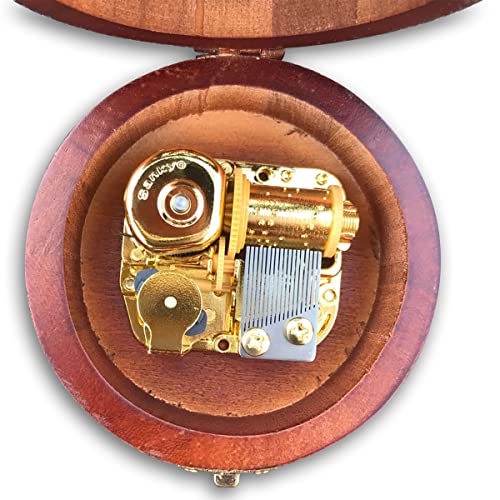 BinkeGG Wooden Hollow Out Circular Wind up Music Box with Sankyo Musical Mechanism Tune: What a Wonderful World - Image 3