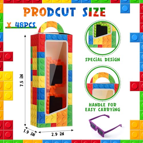 Relaxweex 24 Sets Building Block Party Favors Includes Bricks Theme Gift Boxes and Sunglasses DIY Birthday Supplies Bright - Image 5