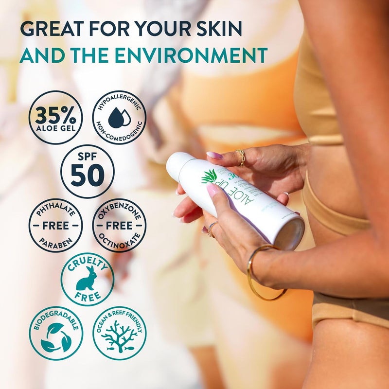 Aloe Up White Collection Sunscreen Lotion SPF 30 - Broad Spectrum UVA/UVB Sunblock for Face and Body - With Aloe Vera Gel - Alcohol-Free - Reef-Friendly - Coco-Mango Fragrance - 4 Oz - Image 4