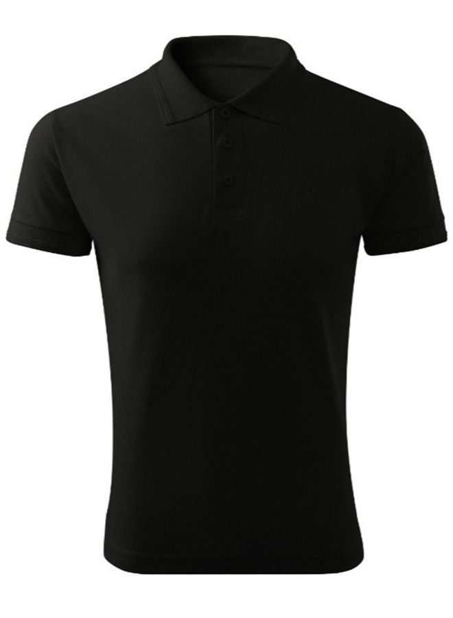 برينت شوب فور مي قميص البولو قصير الأكمام للبالغين الأساسي 220 غرام أسود - Image 1