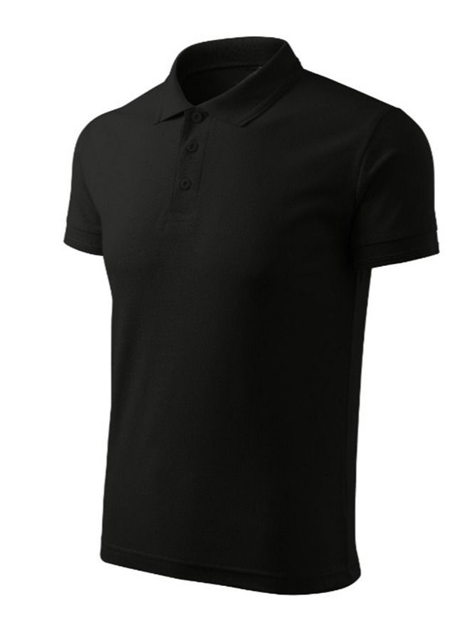 برينت شوب فور مي قميص البولو قصير الأكمام للبالغين الأساسي 220 غرام أسود - Image 4