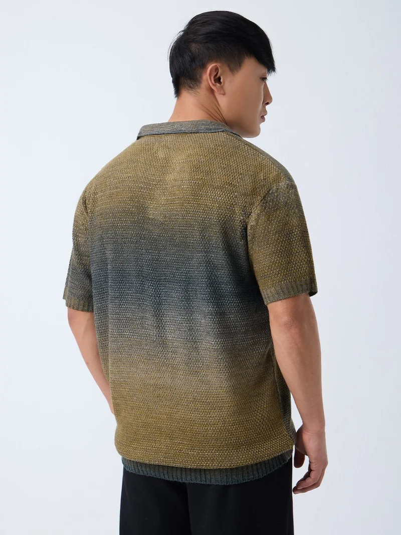 The Souled Store  The Souled Store Everyday Polo: Woodgrain Men and Boys Short Sleeve Spread Collar Dark Green Textured Acrylic Winter Casual Street Wear Polo Shirts  | Best Price UAE