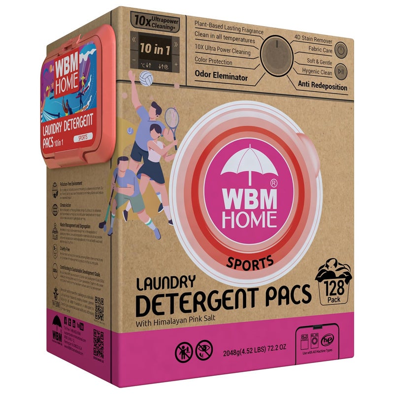 WBM Laundry Detergent Pods  Autumn Scent - 128 Pods in Recycleable Packaging for 10x Ultra Power Cleaning  Odor Defense for Activewear & Sports Shirts - Image 1