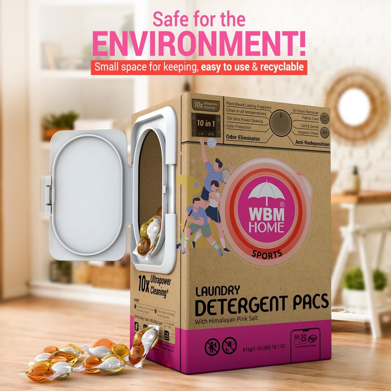 WBM Laundry Detergent Pods  Autumn Scent - 128 Pods in Recycleable Packaging for 10x Ultra Power Cleaning  Odor Defense for Activewear & Sports Shirts - Image 3