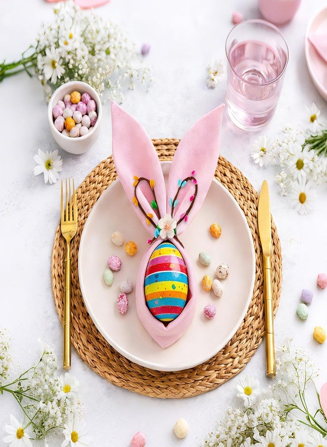 YBB Easter Bunny Napkin Rings Set of 12, Handmade Rabbit Ears Napkins Holder with Colorful Berries and Flowers for Easter Party Banquet Dinning Spring Table Decoration - Image 5