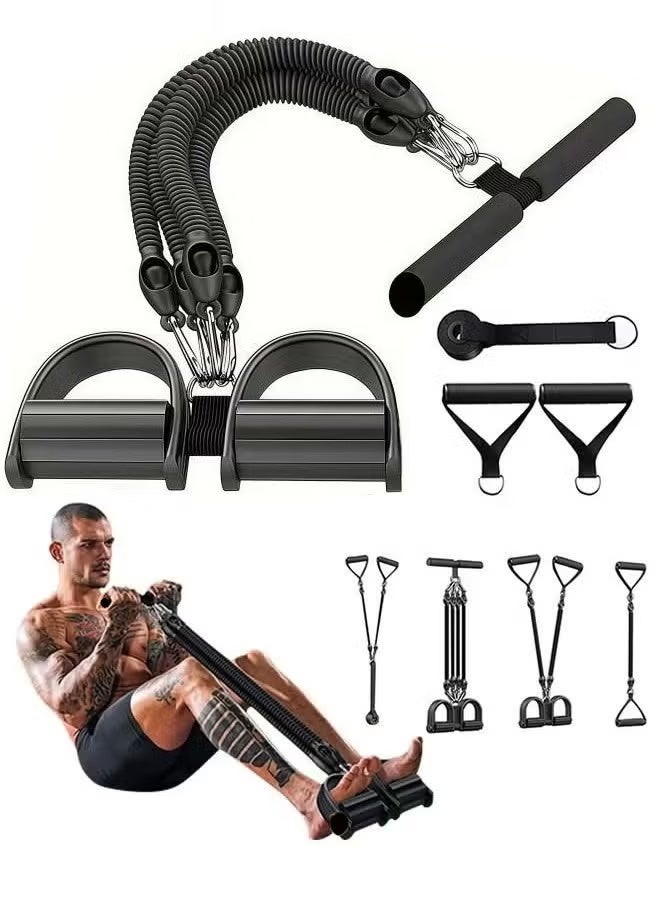 founder 8-In-1 set pedal resistance band, exercise bands with handles, elastic sit up pull rope for waist, arm, leg training, multi function rope equipment for home fitness - Image 1