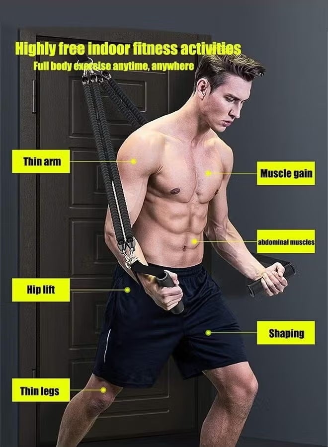 founder 8-In-1 set pedal resistance band, exercise bands with handles, elastic sit up pull rope for waist, arm, leg training, multi function rope equipment for home fitness - Image 2