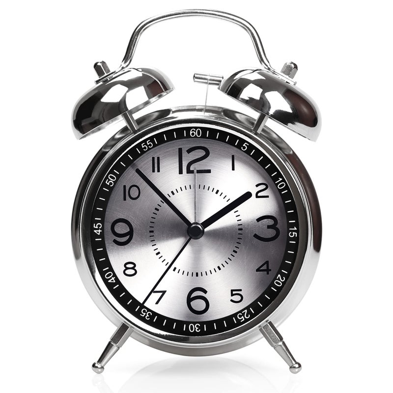 AYRELY Super Loud Alarm Clock for Heavy Sleepers Adults,Twin Bell Retro 4 Inch Silent Non-Ticking Quartz with Backlight, Metal dial, Alarm Clocks for Bedrooms Bedside (Gray) - Image 3