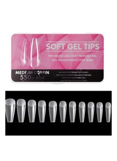 KASTWAVE 550Pcs Soft Gel Full Cover Nail Tips 11 Sizes Gel Nail Tips Full Cover False Nail Artificial Nails with Case Frosted T Shape Gel Nail Extensions for Nail Salons and DIY Nail Art  - Image 1
