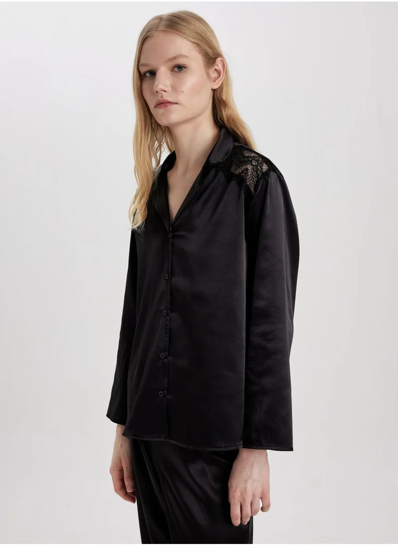 ديفاكتو Regular Fit Long Sleeve Woven Tops