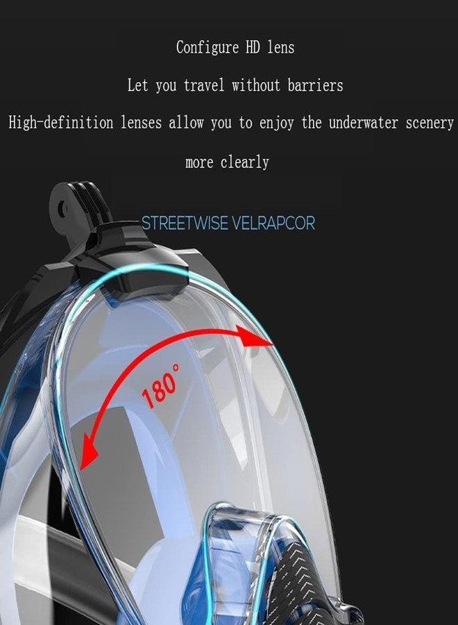 Olpad Premium White & Blue Full Face Snorkel Mask for Adults and Youth, with Anti-Leak Design, 180° Wide View, GoPro Mount, and Easy Breath Airflow System, Action Camera Mount for GoPro (Blue-L/XL) - Image 2