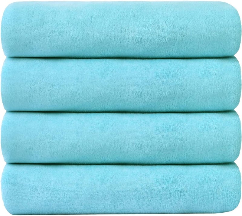 JML Towels Pack of 4 Large Bath Towels 27" x 55", Microfiber, Super Soft and Absorbent, Fast Drying Towel Set for Bathroom, Swimming Pool, Fitness, Sport, Yoga - Sky Blue - Image 2