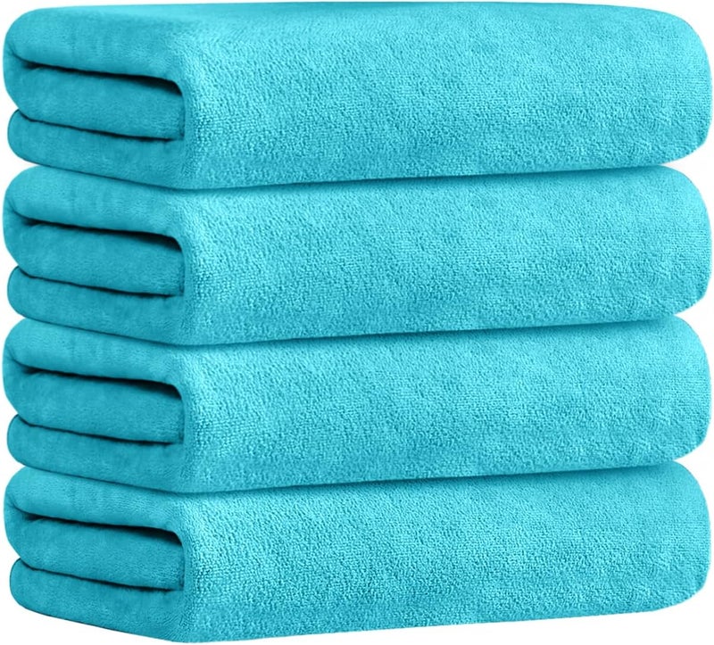 JML Towels Pack of 4 Large Bath Towels 27" x 55", Microfiber, Super Soft and Absorbent, Fast Drying Towel Set for Bathroom, Swimming Pool, Fitness, Sport, Yoga - Sky Blue - Image 1