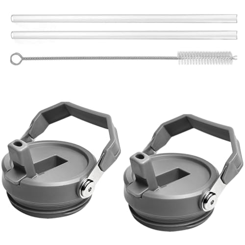 Rimoleur 2Pack Replacement Tumbler Lid Fit for Stanley IceFlow 30 oz(Only) Flip Straw Lid, with 2Pcs Reusable Straws,1Pcs Cleaning Brush (Grey) - Image 1