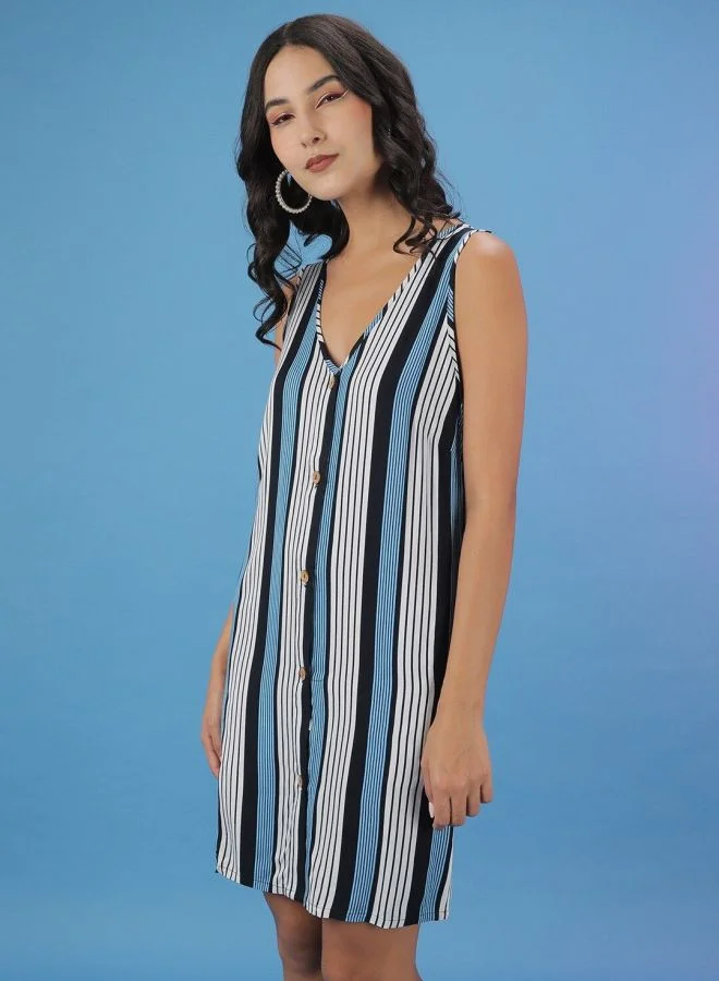 مرفوعة Women Regular Fit Casual Striped Dress