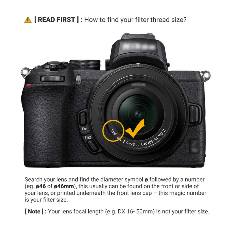 JJC Multi-Coated 46mm UV Filter for Nikon Z50 II Z50II Z50 Z30 Z fc Zfc with Nikkor Z DX 16-50mm Kit Lens, for Panasonic G7 with Lumix G Vario 14-42mm Kit Lens & Other Lenses with 46mm Filter Thread - Image 2