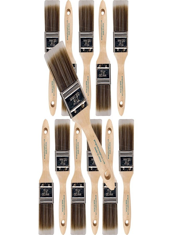 Pro-Grade 12Pk 1.5 inch Flat Brush Premium Wall/Trim House Paint Brush Set Great for Professional Painter and Home Owners Painting Brushes for Cabinet Decks Fences Interior Exterior & Commercial Paintbrush. - Image 1