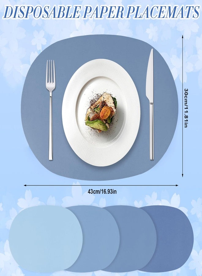 ElasignShopo 120 Pcs Dusty Blue Paper Placemats 17x12 Inch Disposable Oval Paper Placemat Colorful Pastel Round Table Place Mats, Decorative Colors Mats for Birthday Wedding Baby Shower Banquet Tea Party - Image 2