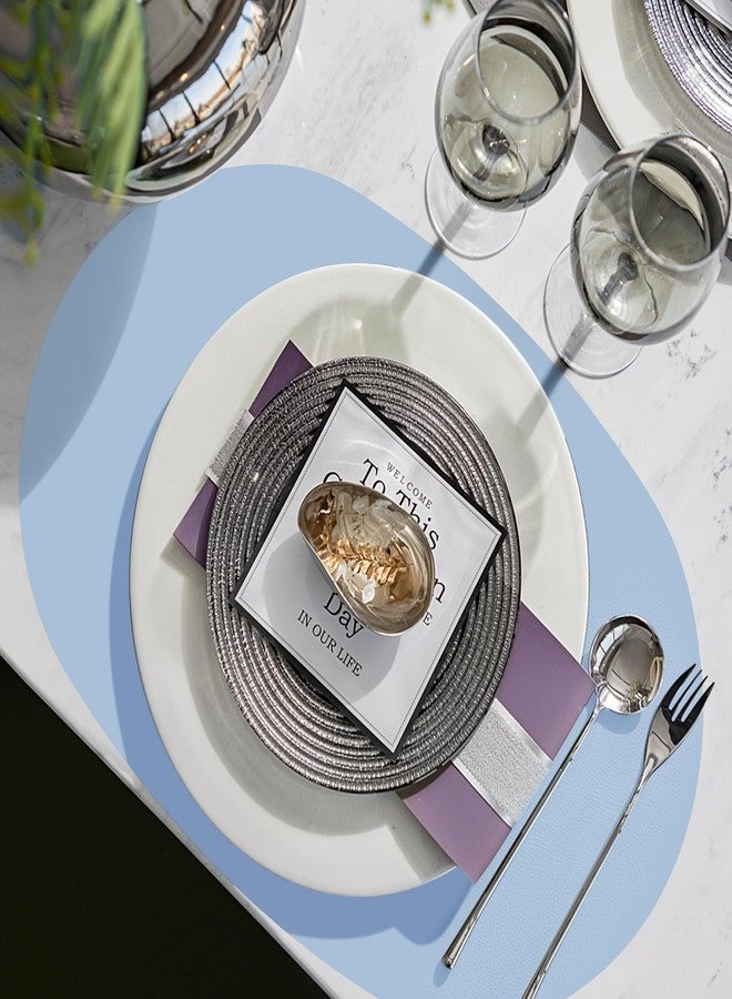 ElasignShopo 120 Pcs Dusty Blue Paper Placemats 17x12 Inch Disposable Oval Paper Placemat Colorful Pastel Round Table Place Mats, Decorative Colors Mats for Birthday Wedding Baby Shower Banquet Tea Party - Image 3