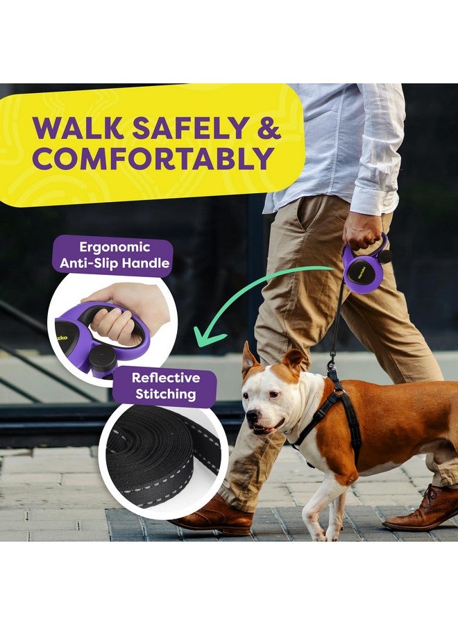 Hertzko Heavy Duty Retractable Dog Leash with Built-in Poop Bag Holder + Water Dispenser/Bottle - Purple & Black, 16 Ft, Small, Medium & Large Dogs Up to 110lbs, Heavy Duty Purple Leash w/Thick Rope - Image 5