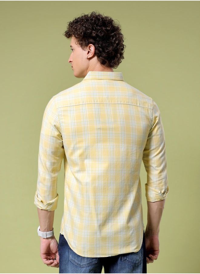 The Indian Garage Co Men Slim Fit Checkered Full Sleeves Cutaway Collar Casual Shirt  - Image 2