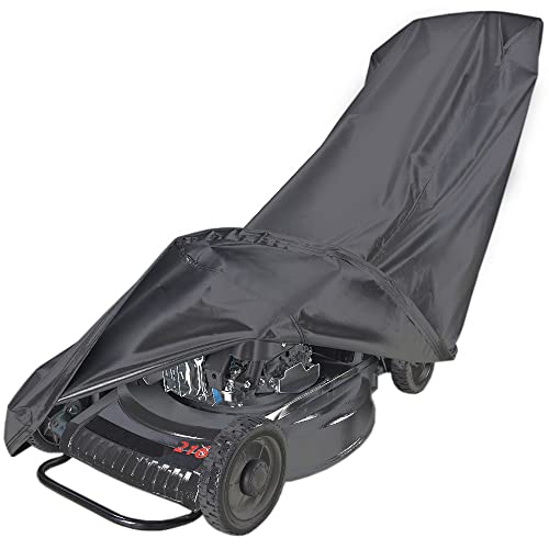 Amberr Lawn Mower CoverHeavy Duty 600D Waterproof Push Mower CoverLawnmower Cover Waterproof OutdoorFull Protection against WaterUVWindFit with Drawstring Black 600D - Image 1