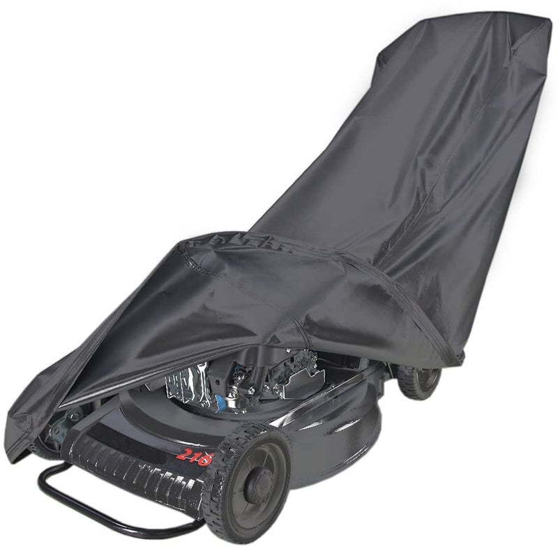 Amberr Lawn Mower CoverHeavy Duty 600D Waterproof Push Mower CoverLawnmower Cover Waterproof OutdoorFull Protection against WaterUVWindFit with Drawstring Black 600D - Image 2