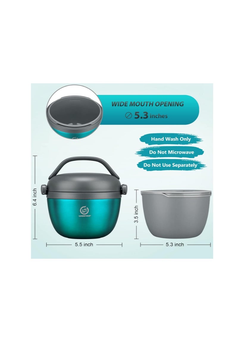 حافظة طعام حرارية من LOGEEYAR بسعة 680 مل – وعاء معزول حرارياً مع وعاء داخلي قابل للإزالة – يحافظ على حرارة أو برودة الطعام – مثالي للغداء والعطلات والحفلات – أخضر - Image 4
