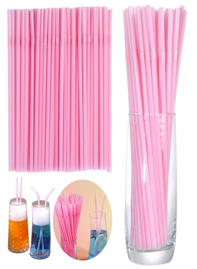 YAOSHENG 200pcs Pink Straw 8.26" x 0.2"Solid Colors Flexible Drinking Straws, Plastic Disposable Bendy Straws (Pink) - Image 3