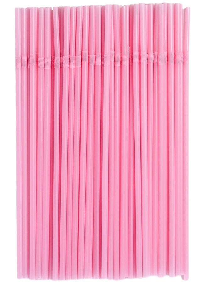 YAOSHENG 200pcs Pink Straw 8.26" x 0.2"Solid Colors Flexible Drinking Straws, Plastic Disposable Bendy Straws (Pink) - Image 1