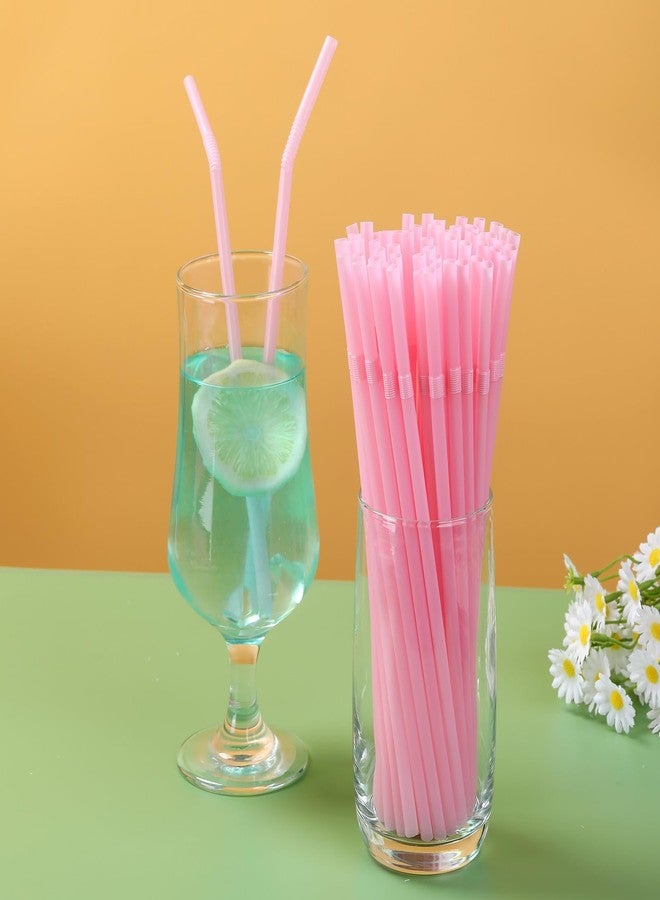 YAOSHENG 200pcs Pink Straw 8.26" x 0.2"Solid Colors Flexible Drinking Straws, Plastic Disposable Bendy Straws (Pink) - Image 4