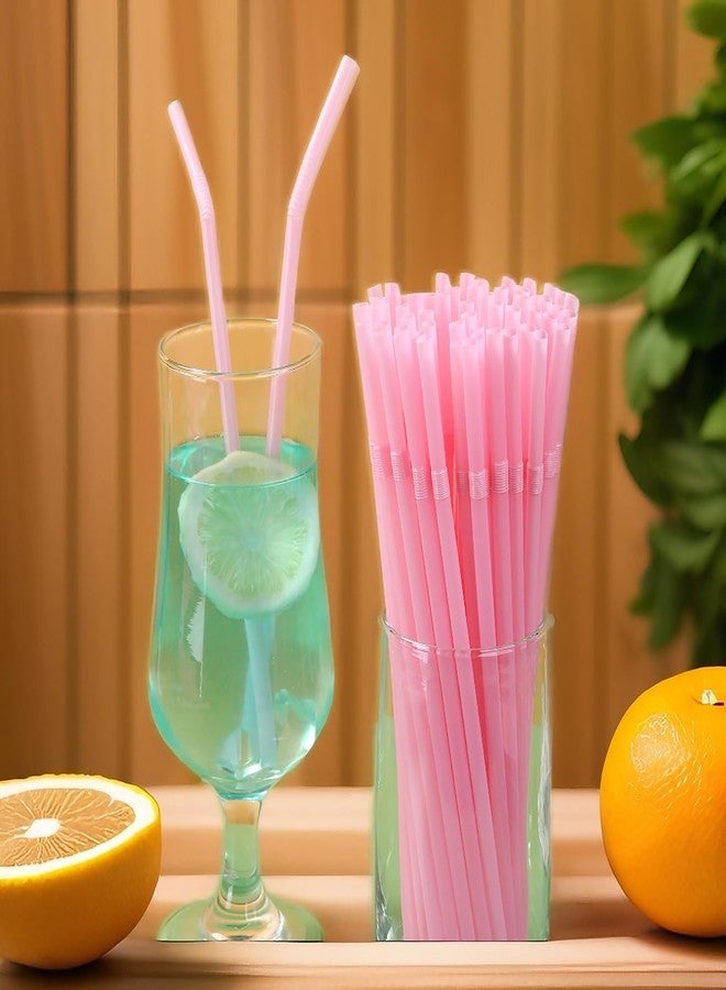 YAOSHENG 200pcs Pink Straw 8.26" x 0.2"Solid Colors Flexible Drinking Straws, Plastic Disposable Bendy Straws (Pink) - Image 5