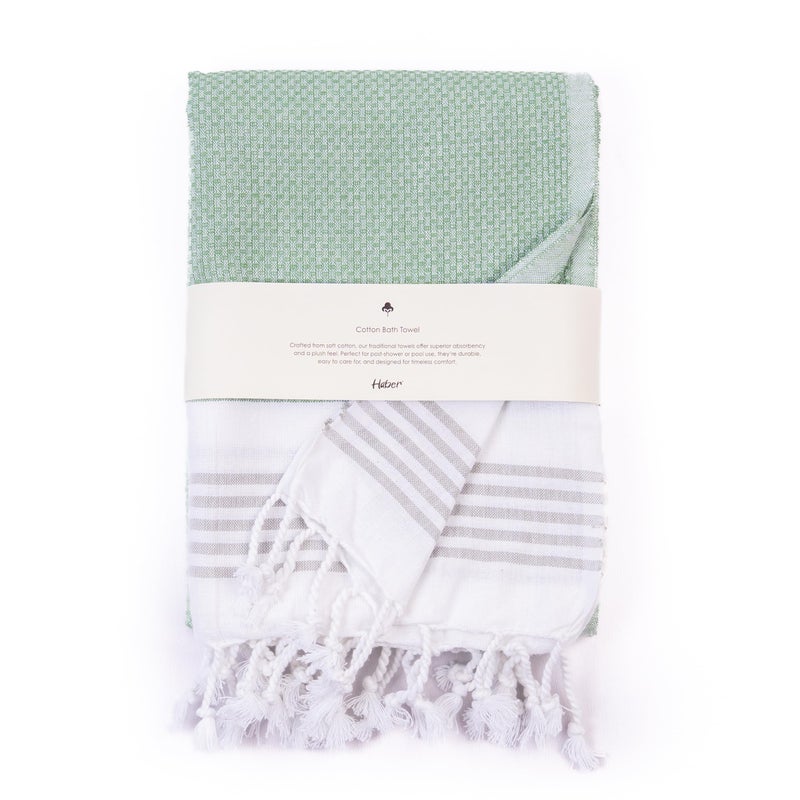 HABER Premium Light Weight 100% Cotton Bath Towel with Unique Micro Waffle Texture for Active Feel, Quick Absorption and Faster Drying Towel (Pack of 1, Green) - Image 1