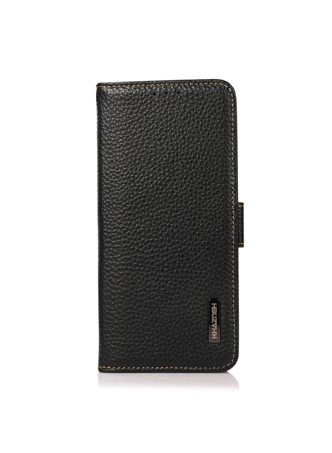 Zaboon Case For iPhone 13 KHAZNEH Side-Magnetic Litchi Genuine Leather RFID Case - Image 2