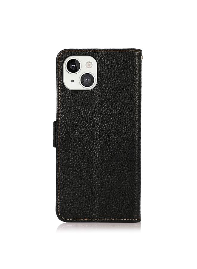 Zaboon Case For iPhone 13 KHAZNEH Side-Magnetic Litchi Genuine Leather RFID Case - Image 3