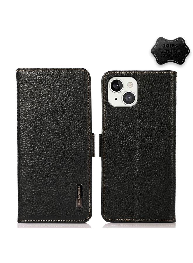 Zaboon Case For iPhone 13 KHAZNEH Side-Magnetic Litchi Genuine Leather RFID Case - Image 1
