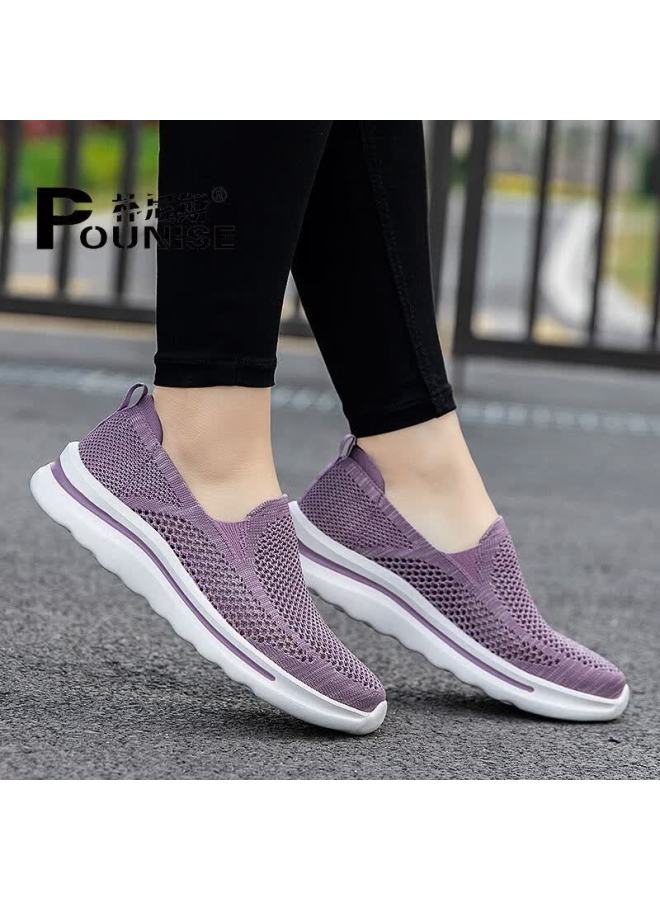 Pounise Lightweight Breathable Walking Shoes For Middle-aged And Elderly Women, Autumn Mesh Shoes Poxe-2230 Lotus Purple Size 36 - Image 2