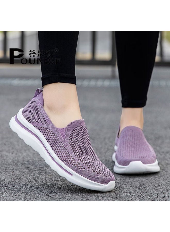 Pounise Lightweight Breathable Walking Shoes For Middle-aged And Elderly Women, Autumn Mesh Shoes Poxe-2230 Lotus Purple Size 36 - Image 3