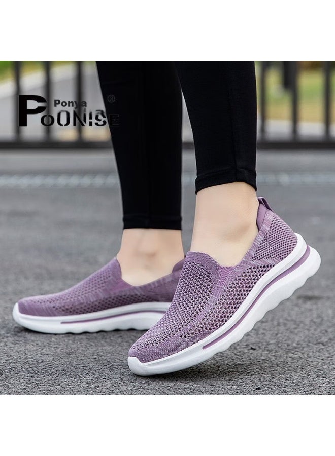 Pounise Lightweight Breathable Walking Shoes For Middle-aged And Elderly Women, Autumn Mesh Shoes Poxe-2230 Lotus Purple Size 36 - Image 4