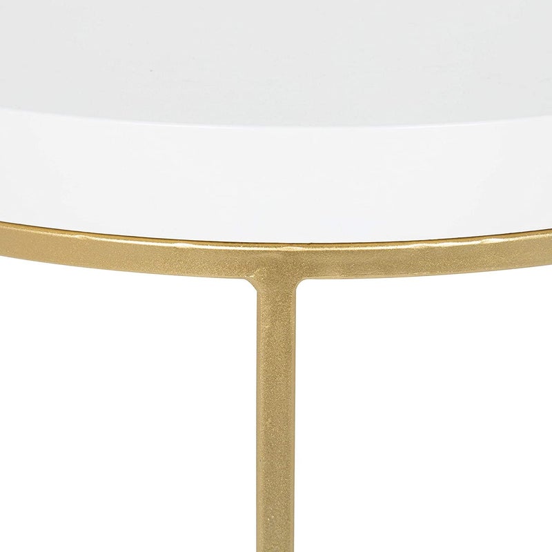 INDIAN DECOR INDIAN DECOR 55884 Metal and Wood Nesting Tables Set White Top with Gold Base 2 Piece  - Image 5