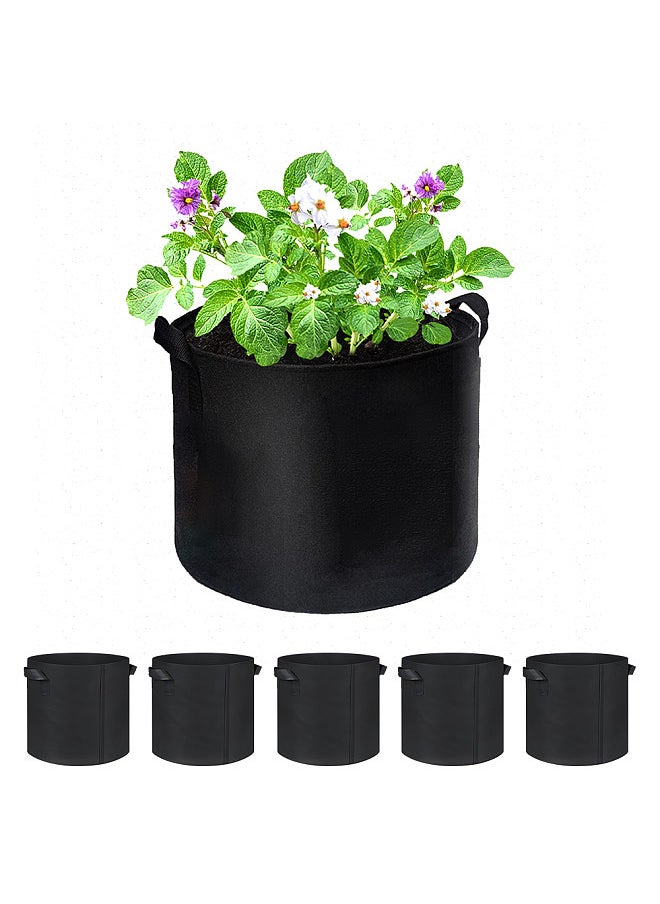 Generic 5-Pack Plant Grow Bags 5 Gallon Non Woven Fabric Breathable Garden Potato Mushroom Grow Bags Foldable Fabric Pots Planters for Outdoor Plants with Portable Handle  - Image 1