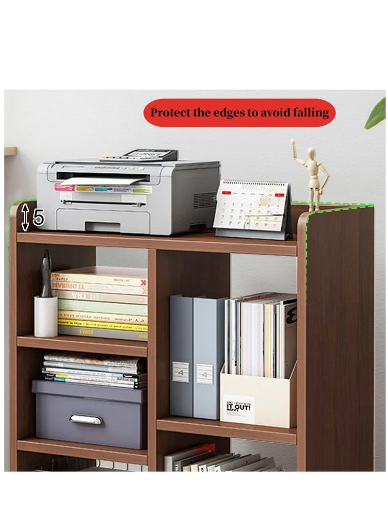 XiuWoo - 4 Tier 5 Cube Moveable High-Capacity Free-Standing Wood Bookcase Racks, Floor-to-Ceiling Home Storage Cabinets, Multi-Layer Low Lattice Cabinets, Multipurpose Display Organizer Shelf with 360° Wheel - Image 1