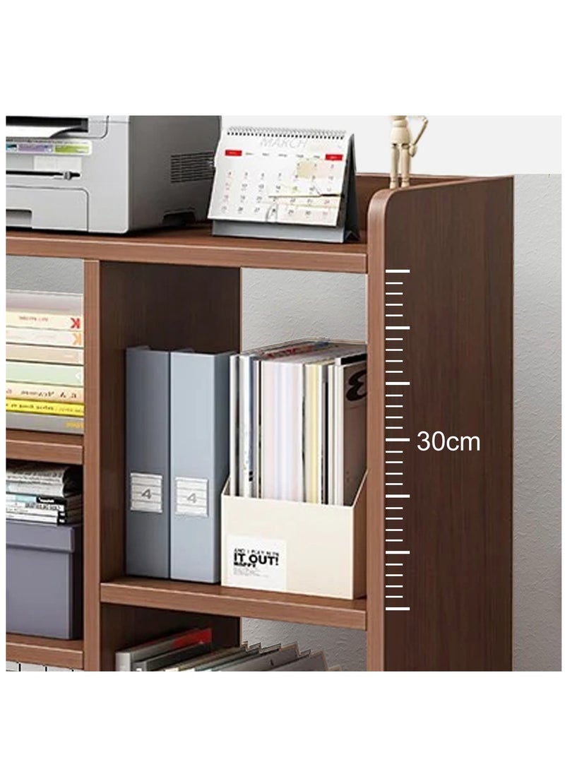 XiuWoo - 4 Tier 5 Cube Moveable High-Capacity Free-Standing Wood Bookcase Racks, Floor-to-Ceiling Home Storage Cabinets, Multi-Layer Low Lattice Cabinets, Multipurpose Display Organizer Shelf with 360° Wheel - Image 1