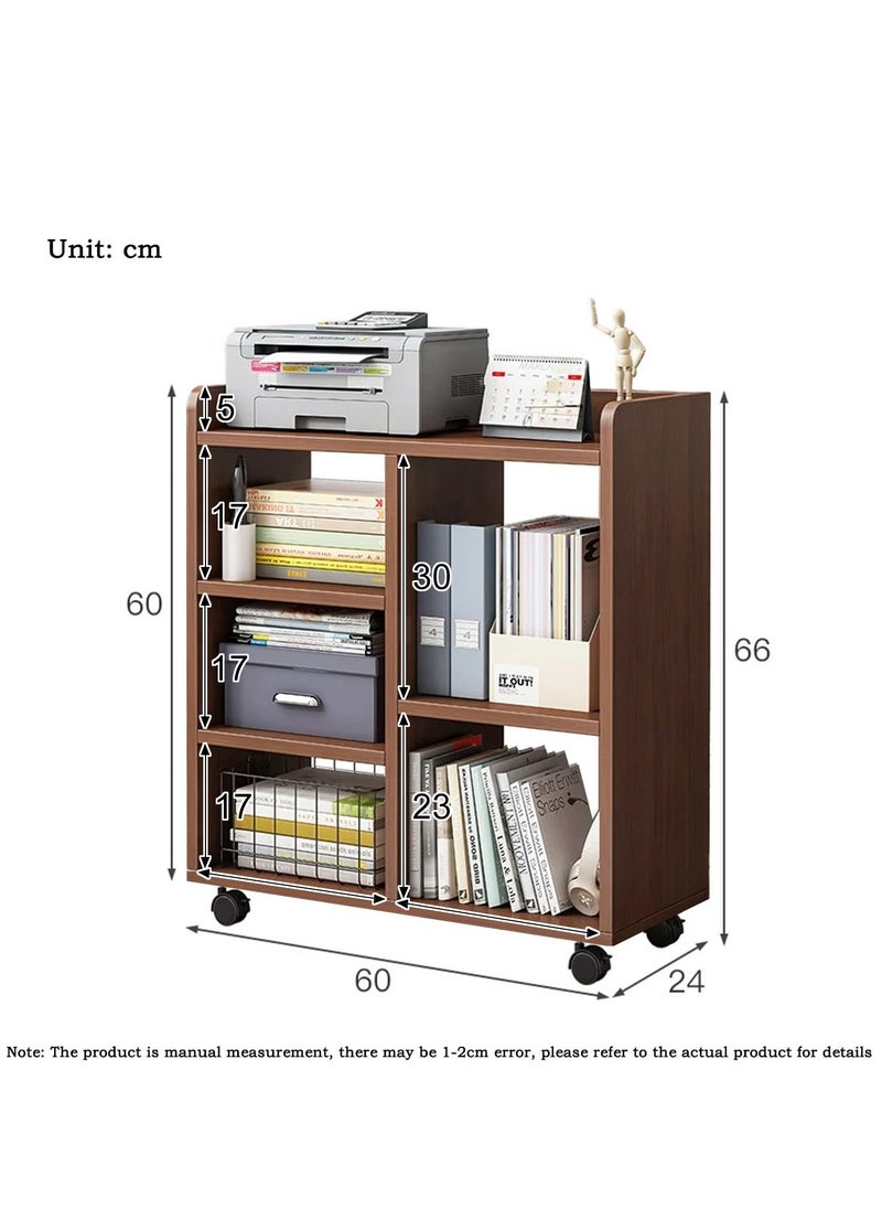 XiuWoo - 4 Tier 5 Cube Moveable High-Capacity Free-Standing Wood Bookcase Racks, Floor-to-Ceiling Home Storage Cabinets, Multi-Layer Low Lattice Cabinets, Multipurpose Display Organizer Shelf with 360° Wheel - Image 1