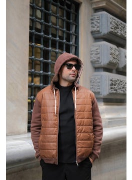 For You Moda هooded سويت شيرت مزدوج الجيب القهوة للأزياء لك  - Image 1